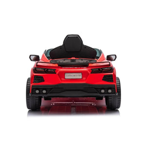 12V Chevrolet Corvette C8 Stingray kids ride-on car, angle view, perfect for adventurous little drivers.