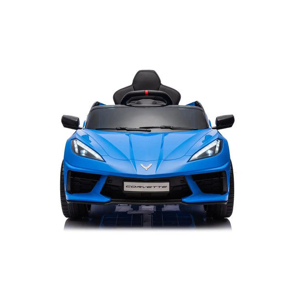12V Chevrolet Corvette C8 Stingray kids ride-on car, angle view, perfect for adventurous toddlers.