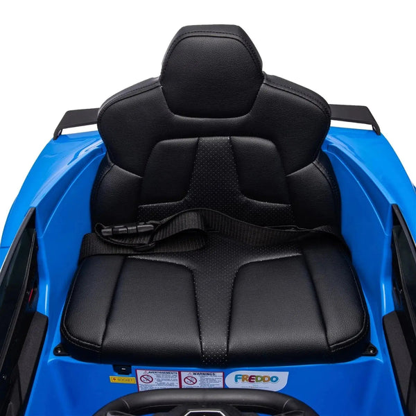12V Chevrolet Corvette C8 Stingray kids ride-on car, angle view, perfect for adventurous little drivers.