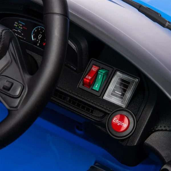 12V Chevrolet Corvette C8 Stingray kids ride-on car in angle view, perfect for young car enthusiasts.