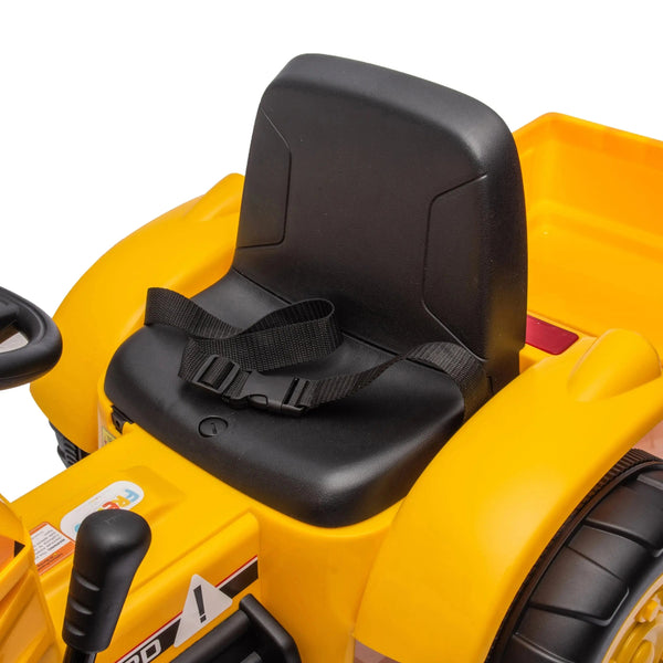 12V Freddo Excavator 1 Seater Ride-on for kids, angled view showcasing design and features.