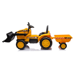 12V Freddo Excavator 1 Seater Ride-on for kids, angled view showcasing vibrant design and sturdy construction.