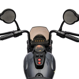 12V Freddo Kids Cruiser motorcycle for kids, 1 seater, angled view showcasing vibrant design and features.