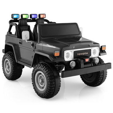 12V 2-seat licensed Toyota FJ40 kids ride-on car with remote control, perfect for outdoor fun and adventure.