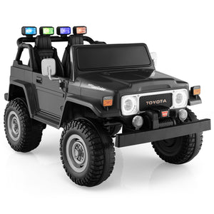 12V 2-seat licensed Toyota FJ40 kids ride-on car with remote control, perfect for outdoor fun and adventure.