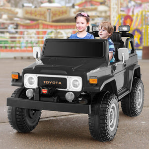 12V 2-seat Toyota FJ40 kids ride-on car with remote control, perfect for outdoor fun and adventure.