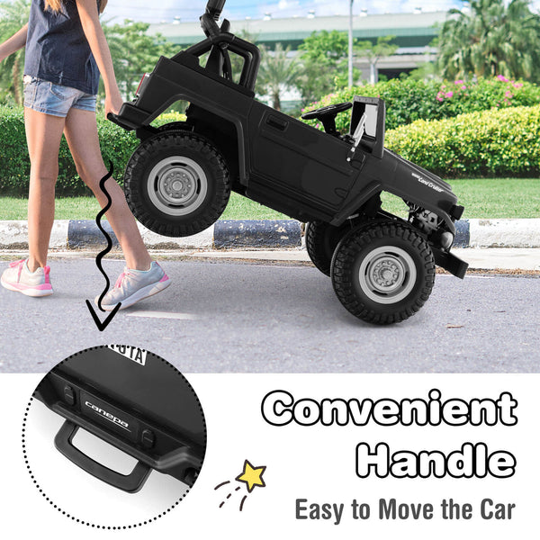 12V 2-seat Toyota FJ40 kids ride-on car with remote control, perfect for outdoor fun and adventures.