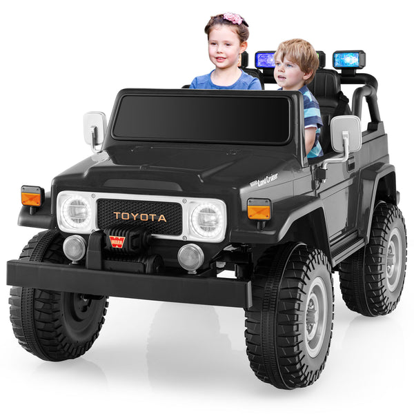 12V 2-seat Toyota FJ40 kids ride-on car with remote control, perfect for outdoor fun and adventure.