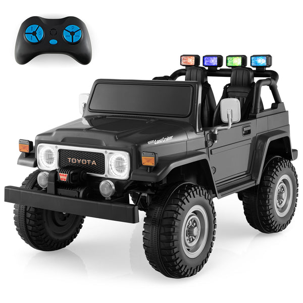 12V 2-seat licensed Toyota FJ40 kids ride-on car with remote control, perfect for outdoor fun and adventure.