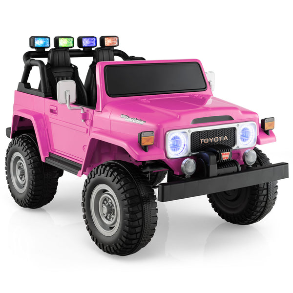 12V 2-seat Toyota FJ40 kids ride-on car with remote control, perfect for outdoor fun and adventure.