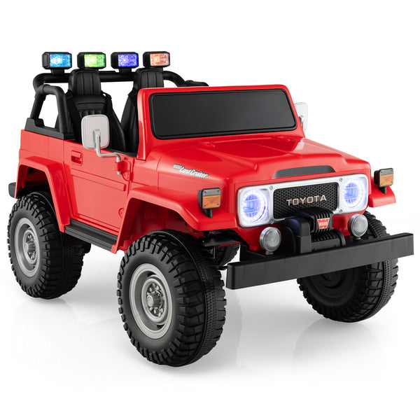 12V 2-seat Toyota FJ40 kids ride-on car with remote control, perfect for outdoor fun and adventure.