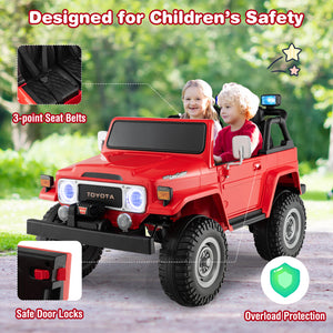 12V 2-Seat Toyota FJ40 Kids Ride On Car with Remote Control - Fun and safe outdoor toy for children.