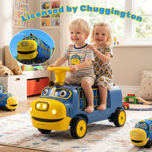 12V 2-Seater Kids Ride on Train with Height Adjustable Seat and Music Licensed Chuggington
