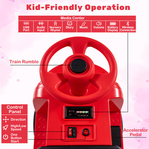 12V 2-Seater Kids Ride on Train with Height Adjustable Seat and Music Licensed Chuggington