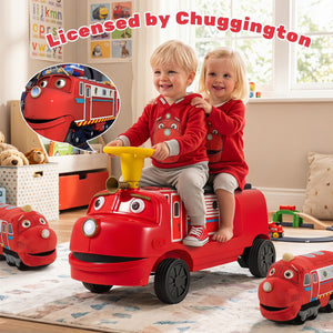 12V 2-Seater Kids Ride on Train with Height Adjustable Seat and Music Licensed Chuggington