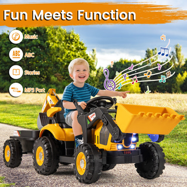 4-in-1 Kids Ride on Tractor 12V Excavator Bulldozer with Remote Control