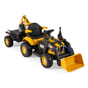 4-in-1 Kids Ride on Tractor 12V Excavator Bulldozer with Remote Control