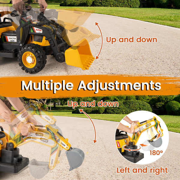 4-in-1 Kids Ride on Tractor 12V Excavator Bulldozer with Remote Control