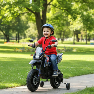 12V Aprilia Motorcycle ride-on for kids, one-seater, angled view showcasing design and features.