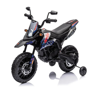 12V Aprilia Motorcycle ride-on for kids, one-seater, angled view showcasing vibrant design and features.