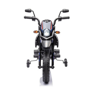 12V Aprilia Motorcycle ride-on for kids, single seat, angled view showcasing vibrant design and fun features.