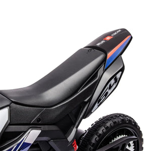 12V Aprilia Motorcycle ride-on for kids, one-seater, angled view showcasing vibrant design and features.