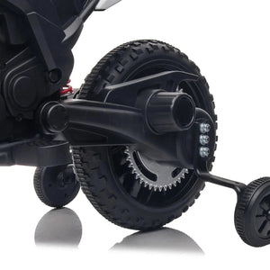 12V Aprilia Motorcycle ride-on for kids, 1 seater, angled view showcasing fun design and vibrant colors.
