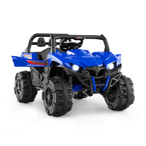 12V battery-powered electric vehicle with remote control, 3 speeds, perfect for kids' outdoor fun and adventure.