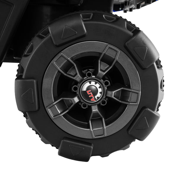 12V battery-powered electric vehicle with remote control, 3 speeds, perfect for kids' outdoor playtime. Angle 14 view.