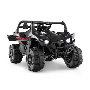 12V battery-powered electric vehicle with remote control, featuring 3 speeds for kids' outdoor fun. Angle 2 view.