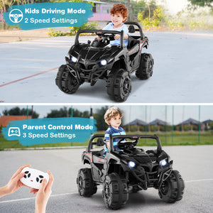 12V battery-powered electric vehicle with remote control, 3 speeds, perfect toy for kids. Angle 7 view.