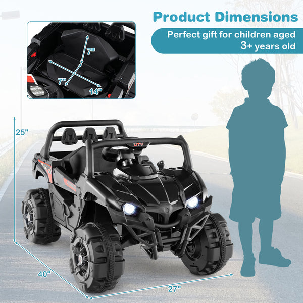 12V battery-powered electric vehicle with remote control, 3 speeds, perfect for kids' outdoor fun and playtime adventures.