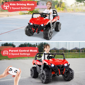 12V battery-powered electric vehicle with remote control, 3 speeds, perfect toy for kids, shown at angle 22.