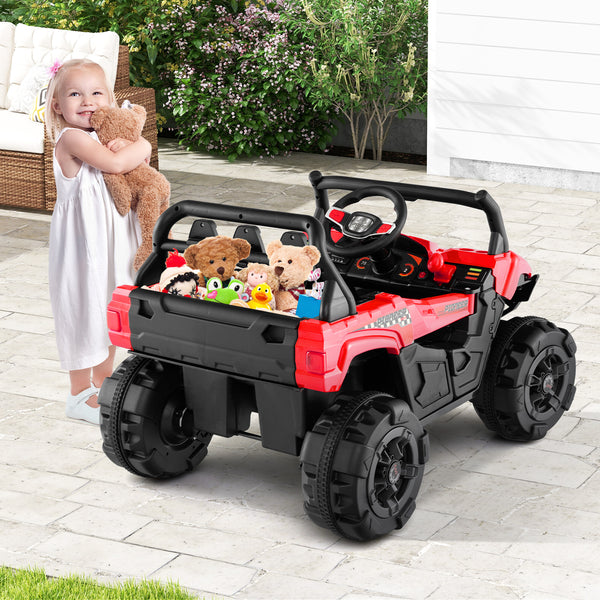 12V battery-powered electric vehicle for kids with remote control, 3 speeds, shown from angle 17. Perfect toy for outdoor fun!