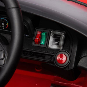 12V Chevrolet Corvette C8 Stingray kids ride-on car in angle view, perfect for little racers.