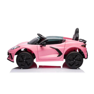 12V Chevrolet Corvette C8 Stingray kids ride-on car in angle 42 view, perfect for little drivers.