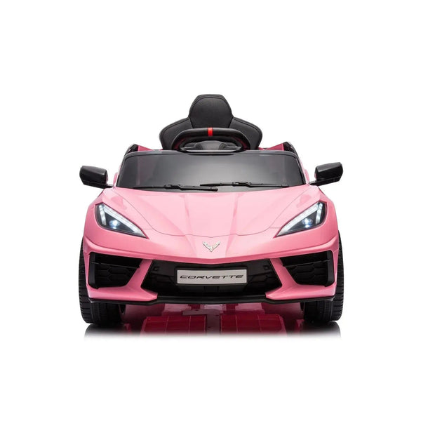 12V Chevrolet Corvette C8 Stingray kids ride-on car at angle 44, perfect for adventurous little drivers.