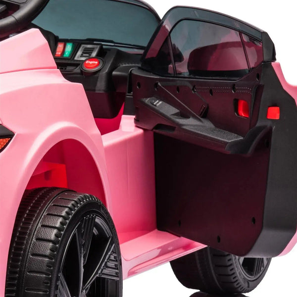 12V Chevrolet Corvette C8 Stingray kids ride-on car at a 45-degree angle, perfect for little drivers.