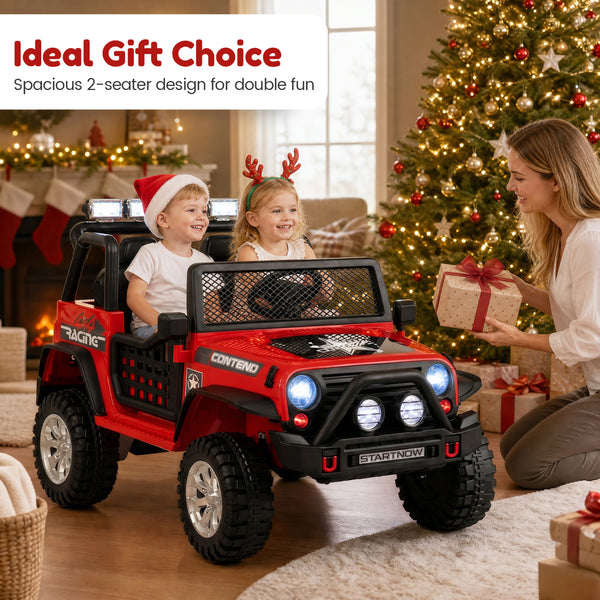 12V Electric 2-Seater Kids Ride On Car with Parent Remote Control, shown from angle 3, perfect for outdoor fun.