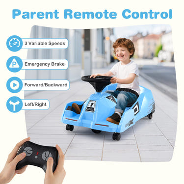 12V Electric Cleaning Go Kart with Mop & Remote Control for kids - fun and practical toy for young adventurers.