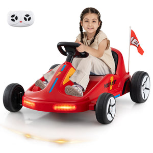 12V Electric Go Kart for Kids with Remote Control, Music, and fun design - perfect race toy for young adventurers.