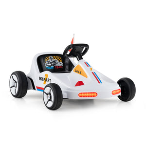 12V Electric Go Kart for Kids with Remote Control, Music, and Race Toy Fun - Angle 18 View