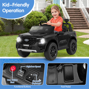 12V Electric Kids Ride on Ford Ranger Car with Remote Control and Music, Angle 7 view, perfect for outdoor fun.