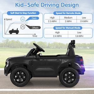 12V Electric Ford Ranger Kids Ride-On Car with Remote Control and Music, Angle 8 View, Perfect Toy for Young Adventurers.