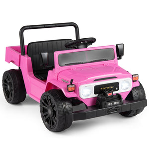 12V Electric Ride On Truck with Dump Bed and Remote Control, shown from angle 3, perfect for adventurous toddlers.