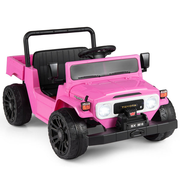 12V Electric Ride On Truck with Dump Bed and Remote Control, shown from angle 3, perfect for adventurous toddlers.