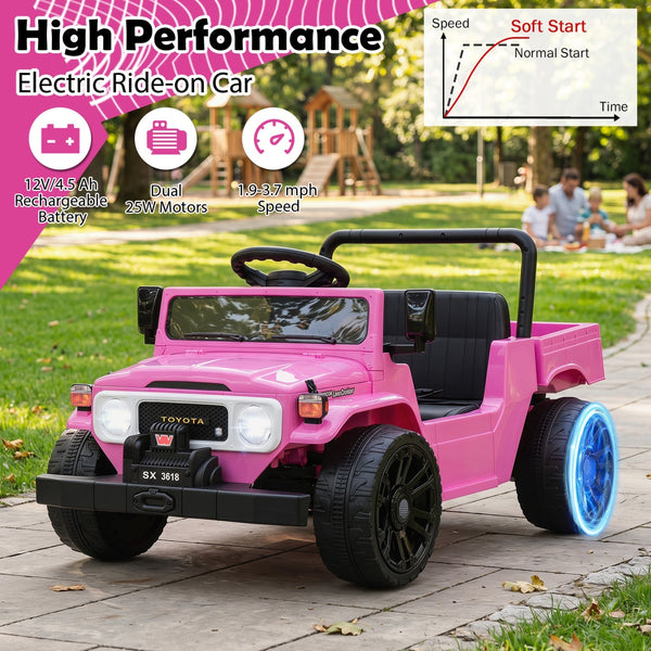 12V Electric Ride On Truck with Dump Bed and Remote Control for kids, shown from angle 7, perfect for outdoor fun.