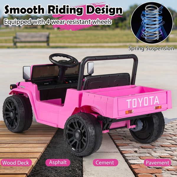 12V Electric Ride On Truck with Dump Bed and Remote Control for kids, shown from angle 8. Perfect ride-on toy!