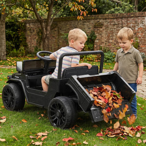 12V Electric Ride On Truck with Dump Bed and Remote Control for kids, shown from angle 9.