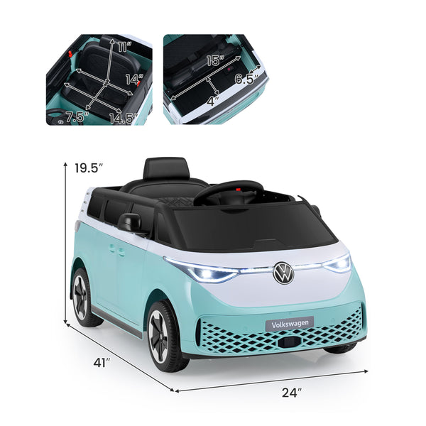 12V Kids Electric Volkswagen Bus with Music, LED Headlights - Fun Powered Ride On Toy for Children